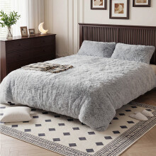(Light Grey, Single) 3Pcs Single Side Faux Mink Fleece Bedding Duvet Cover with 2 Pillowcases