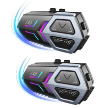 LX5 Motorcycle Helmet Headphones Mesh Intercom for 10 Riders 2000m Hands-Free Speaker, 5.3 Waterproof 2pcs