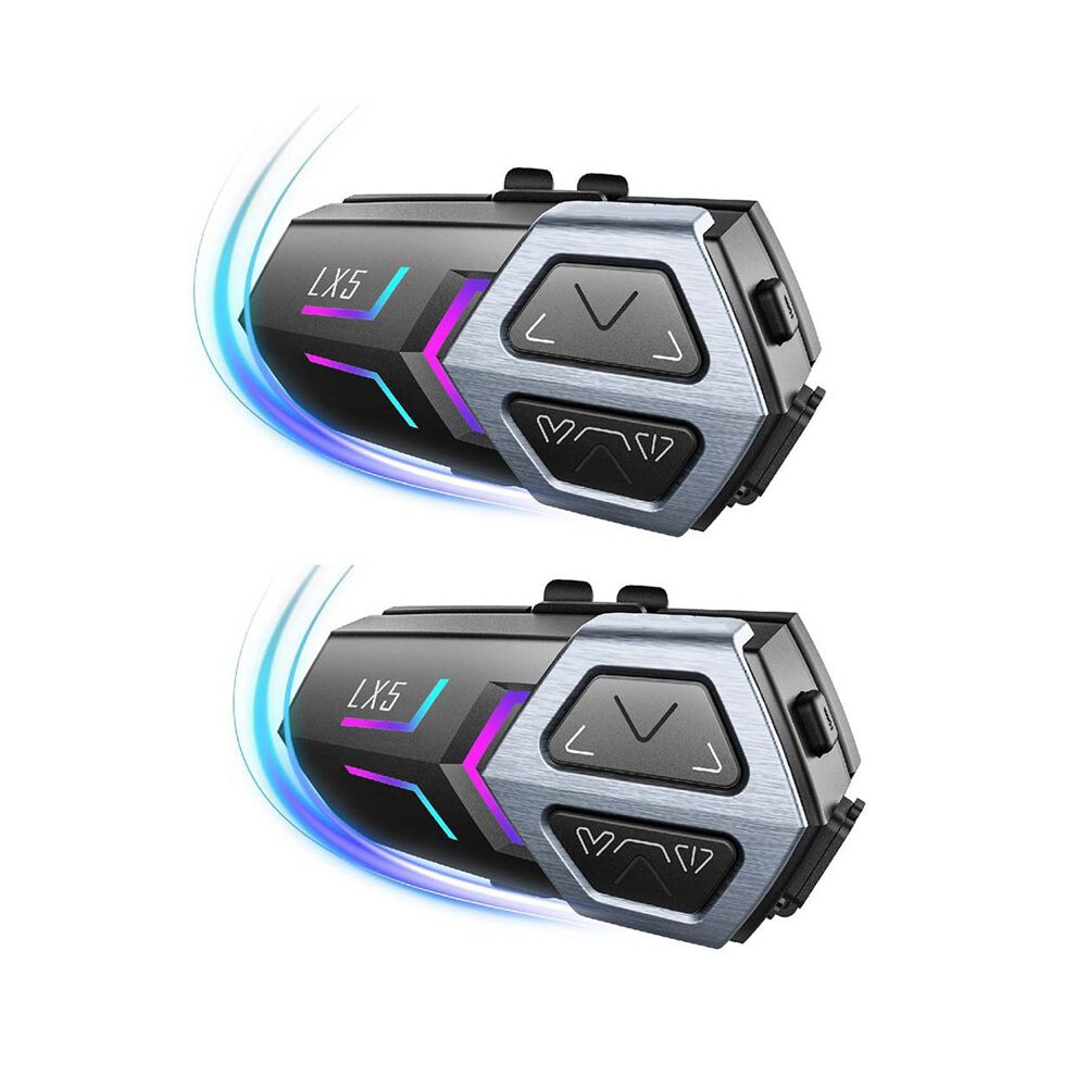 Lx5 Motorcycle Helmet Headphones Mesh Intercom For 10 Riders 2000M Hands-Free Speaker, 5.3 Waterproof 2Pcs 6132123182159