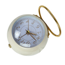 Orologio da tavolo in metallo beige, piccolo, silenzioso, 1x AA