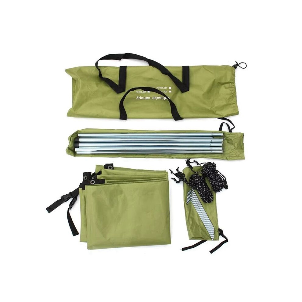 Portable Car Shelter Shade Camping Side Car Roof Top Tent Anti-Uv Sunshade Waterproof Awning Parasol Rain Canopy, Green Tauoh