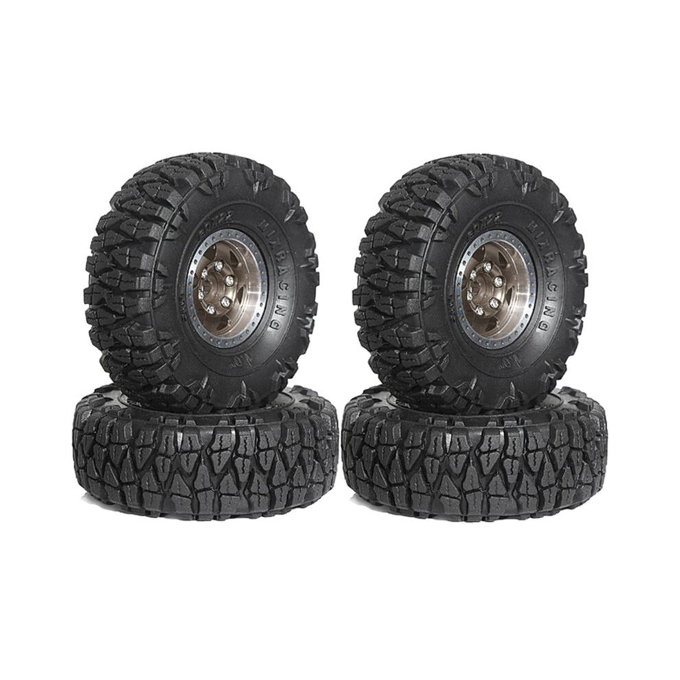 Tauoh Brown 4Pcs 60Mm 1.0In Metal Beadlock Wheel Tire Set For 1/18 1/24 Rc Crawler Car Trx4m Scx24 Ax24 Fcx24 Upgrade Parts