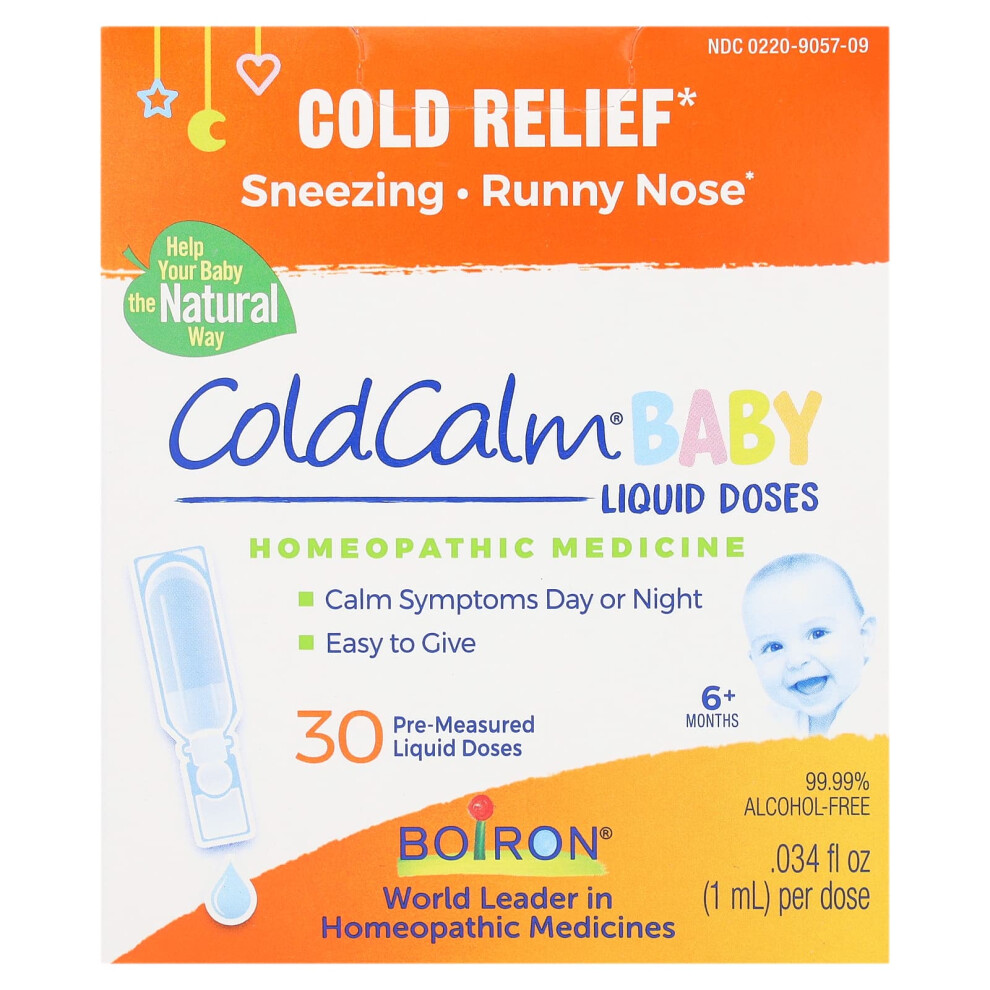 Boiron Coldcalm Baby 30 Liquid Doses - Homeopathic Medicine Traditionally Used To Relieve Baby's Common Cold Symptoms | Single Doses