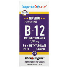 Superior Source, Geactiveerd B-12 Methylcobalamin, B-6 (P-5-P) & Methylfolate, 60 MicroLingual Instant Dissolve Tablets
