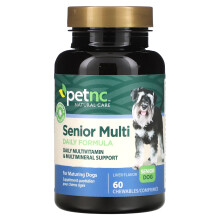 petnc NATURAL CARE, Senior Multi Daglig Formel, Senior Hundefod, Lever, 60 Kædere