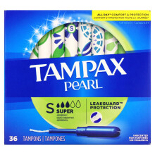 Tampax, Pearl, Super, Nevoněný, 36 Tamponů