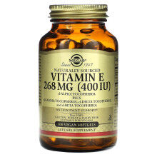 Solgar, Vitaminas E de Origen Natural, 268 mg (400 IU), 100 Gelatinas Veganas