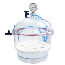 Essiccatore da Laboratorio In Plastica da 150 mm, Essiccatore Sottovuoto, Essiccatore Sottovuoto, Doppia Valvola con Manometro