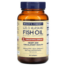 Wiley's Finest, Vilda aljaška rybí olej, Podpora cholesterolu, 90 měkkých kapslí