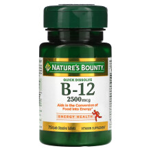 Nature's Bounty, B-12, Natürliche Kirsche, 2.500 mcg, 75 schnelle Auflösungstabletten