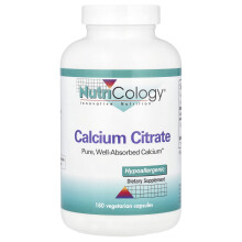 Nutricology, Węglan wapnia - Cytrynian, 150 mg, 180 wegetariańskich kapsułek