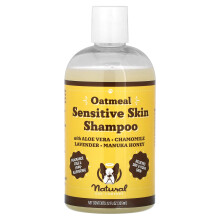 Natural Dog Company, Shampoo per la Pelle Sensibile di Avena, Per Cani, Senza Profumo, 12 fl oz (355 ml)