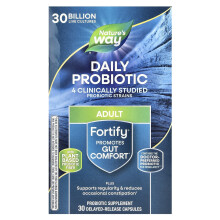 Nature's Way, Fortify, Probiotico Giornaliero, Adulto, 30 miliardi di CFU, 30 Capsule Ritardata