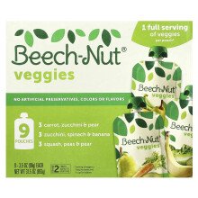 Beech-Nut, Verdure, 6+ Mesi, Pacchetto Variegato, 9 Sacchetti, 3,5 oz (99 g) Ogni