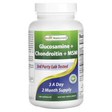 Best Naturals, Glukozamina + Chondroityna + MSM, 180 Kapsułek