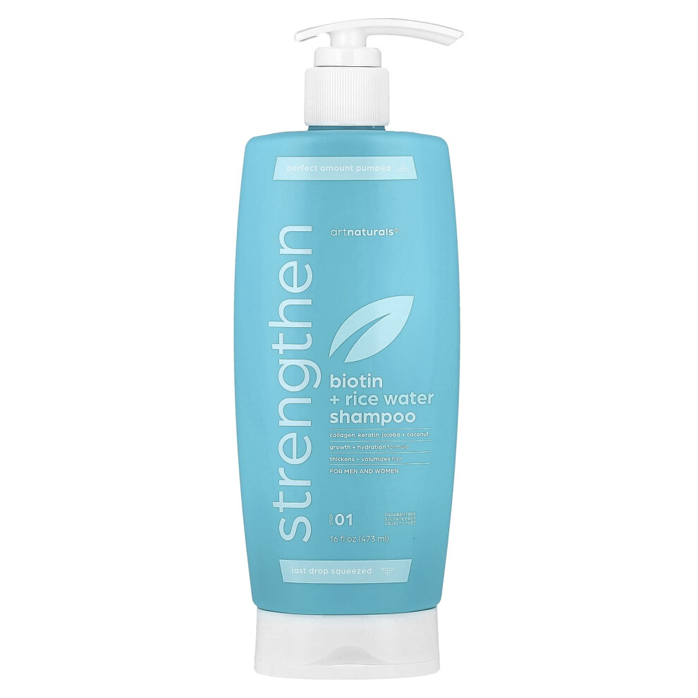 Artnaturals , Biotin + Rice Water Strengthen Shampoo, For Men And Women, Step 01, 16 Fl Oz (473 Ml)