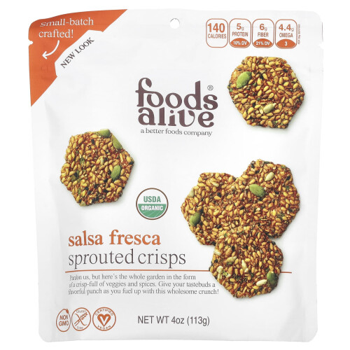 Foods Alive, Sprouted Crisps, Σαλσά Φρέσκα, 4 oz (113 g)