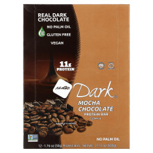 NuGo Nutrition, NuGo Mörk, Proteinbarer, Mokka Choklad, 12 Barer, 1,76 oz (50 g) Varje