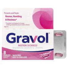 Gravol, Motion Sickness, Ages 6+, 50 mg, 8 Liquid Gels