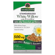 Nature's Answer, Weißer Weidenruten mit Fieberdorn, 500 mg, 60 Vegetarische Kapseln