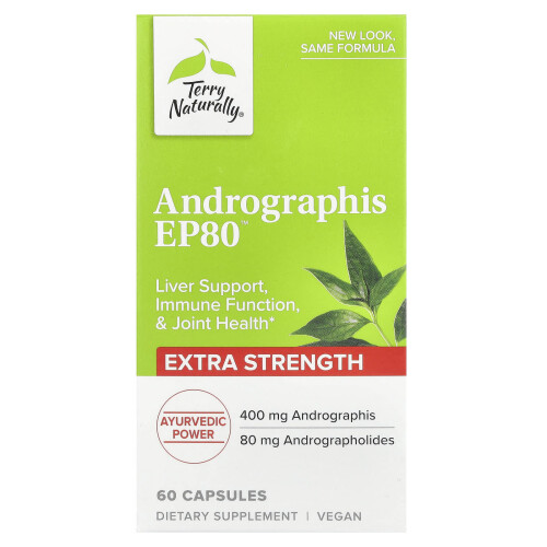 Terry Naturally, Andrographis EP80, Extra Strength, 60 Kapslí