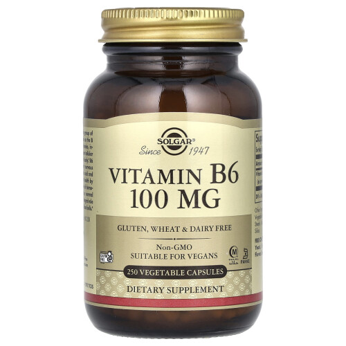 Solgar Solgar, Vitamina B6, 100 mg, 250 Capsule Vegetali