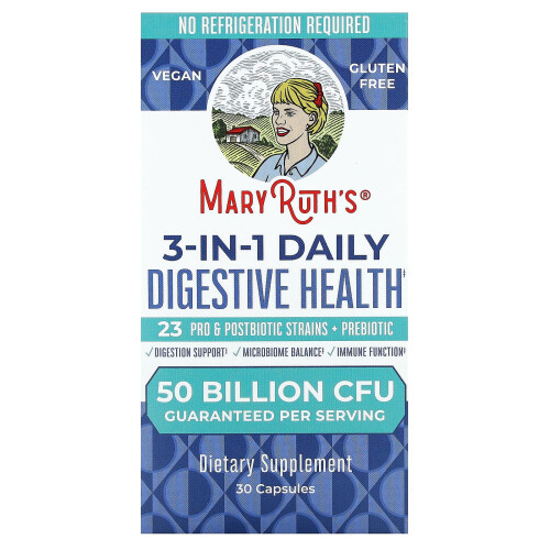 MaryRuth's, 3-I-1 Daglig Maghälsa, 50 Billion CFU, 30 Capsules