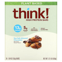 Barele de proteine Think !, Sea Salt Almond Chocolate, 10 Bare, 1.94 oz (55 g) Fiecare