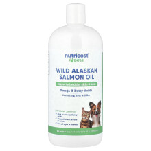 Nutricost, Dyrefodring for hunde og katte, Wild Alaskan Laksolie, For alle aldre, 32 fl oz (946 ml)