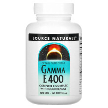 Gamma E 400 de Source Naturals, Complejo E Completo con Tocotrienoles, 400 mg, 60 Gelatinas Blandas