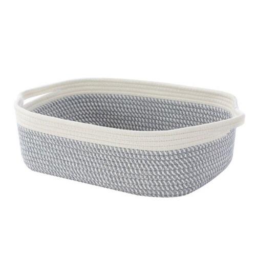 Rectangular Cotton Rope Storage Basket Toy Storage Basket Bathroom Storage Basket, C 1