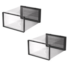 Schoenenopbergdoos, Helder Transparant Schoenenopbergdozen Hard Plastic Stapelbare Organizer Containers Bakken Zwart