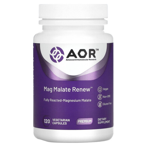 Advanced Orthomolecular Research AOR, Mag Malate Renew, 120 Βοτανοθεραπευτικά Φύλλα