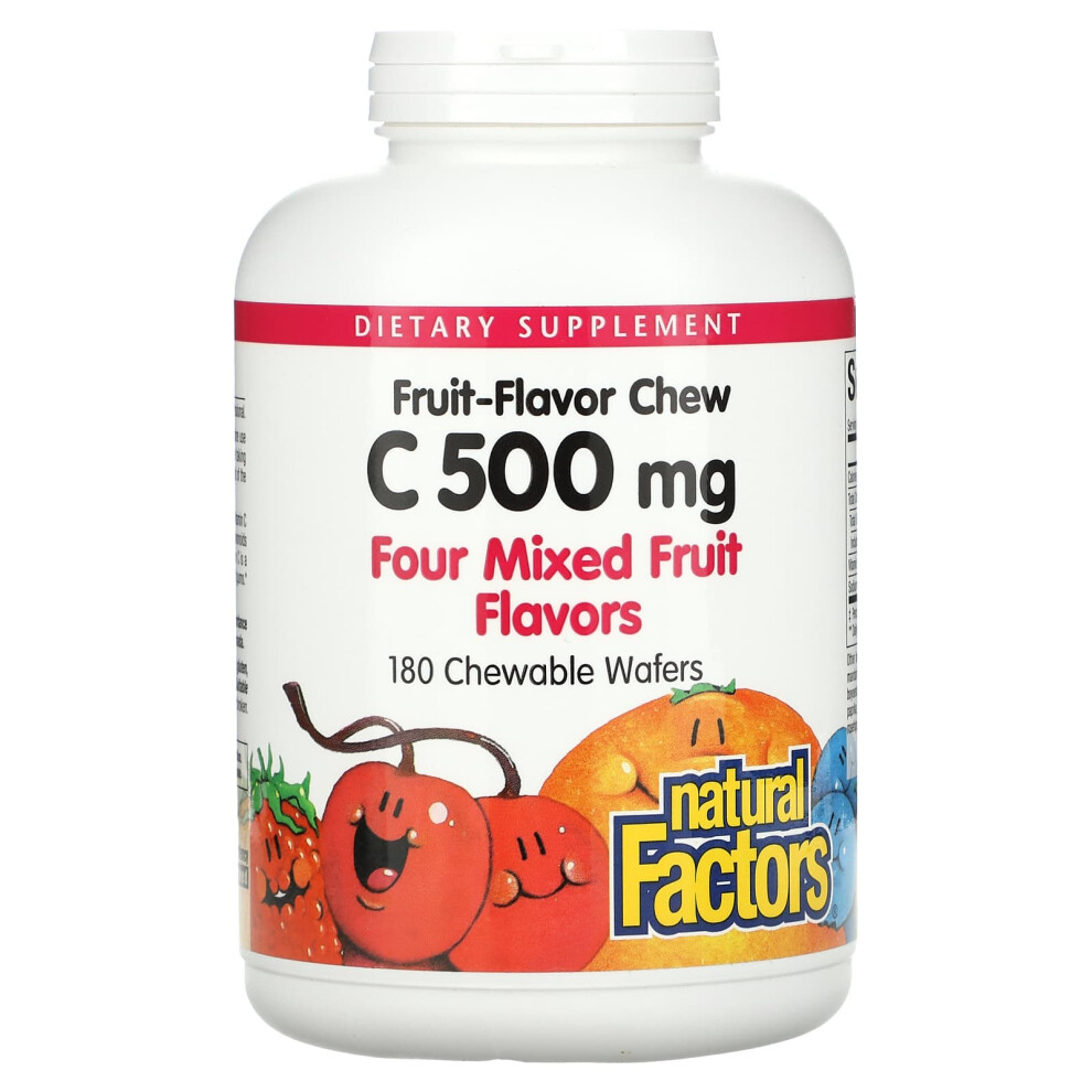 Natural Factors , Fruit-Flavor Chew Vitamin C, Four Mixed Fruit Flavors, 500 Mg, 180 Chewable Wafers