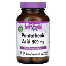 Bluebonnet Nutrition, Pantotheninsyre, 500 mg, 90 Vegetariske Capsler
