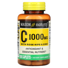 Mason Natural, Βιταμίνη C με Ρόζη και Ζίνκ, 100 Caplets
