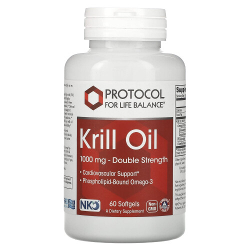 Protocol for Life Balance, Κριλ Ολί, Δύο Αξία, 1,000 mg, 60 Μυαλά Γεμίδια