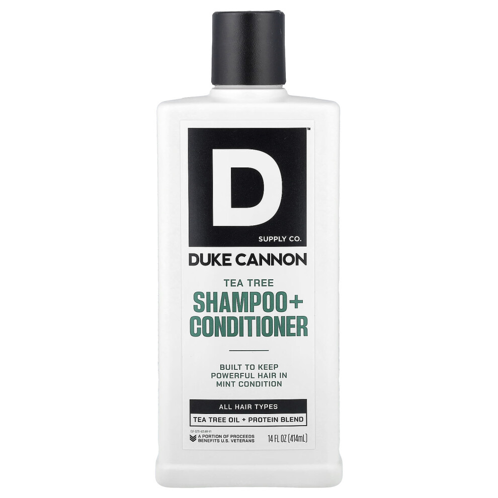 Duke Cannon Supply Co. , Shampoo + Conditioner, Tea Tree, All Hair Types, 14 Fl Oz (414 Ml)