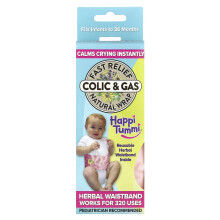 Happi Tummi, Rýchla Ulievacia Colic & Gas, Prirodzený Obal, Deti do 36 Mesiacov, Fialová, 1 Obal & 1 Bylinný Pouch