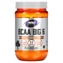 NOW Foods, Urheilu, BCAA Big 6, Luonnollinen Ruusunmarja, 21.16 oz (600 g)