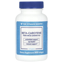 The Vitamin Shoppe, Beta-Karoten, 7,500 mcg (25,000 IU), 300 Myggel