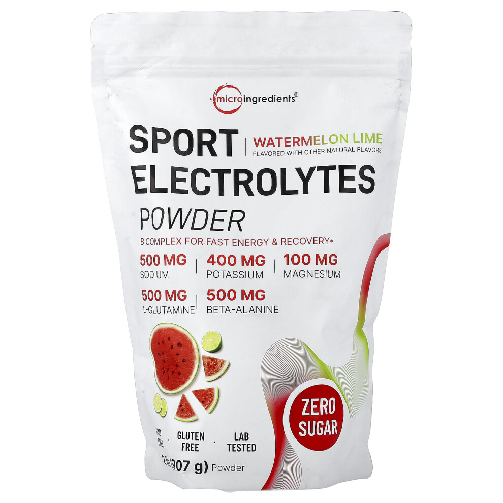 Micro Ingredients , Sport Electrolytes Powder, Watermelon Lime, 2 Lbs (907 G)