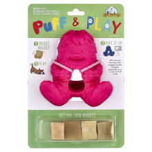 Yeti Dog Chew, Puff & Play, Træt dispenser, Yeti Dog Chew Nuggets, Pink, 4 Nuggets, 1 Dispenser