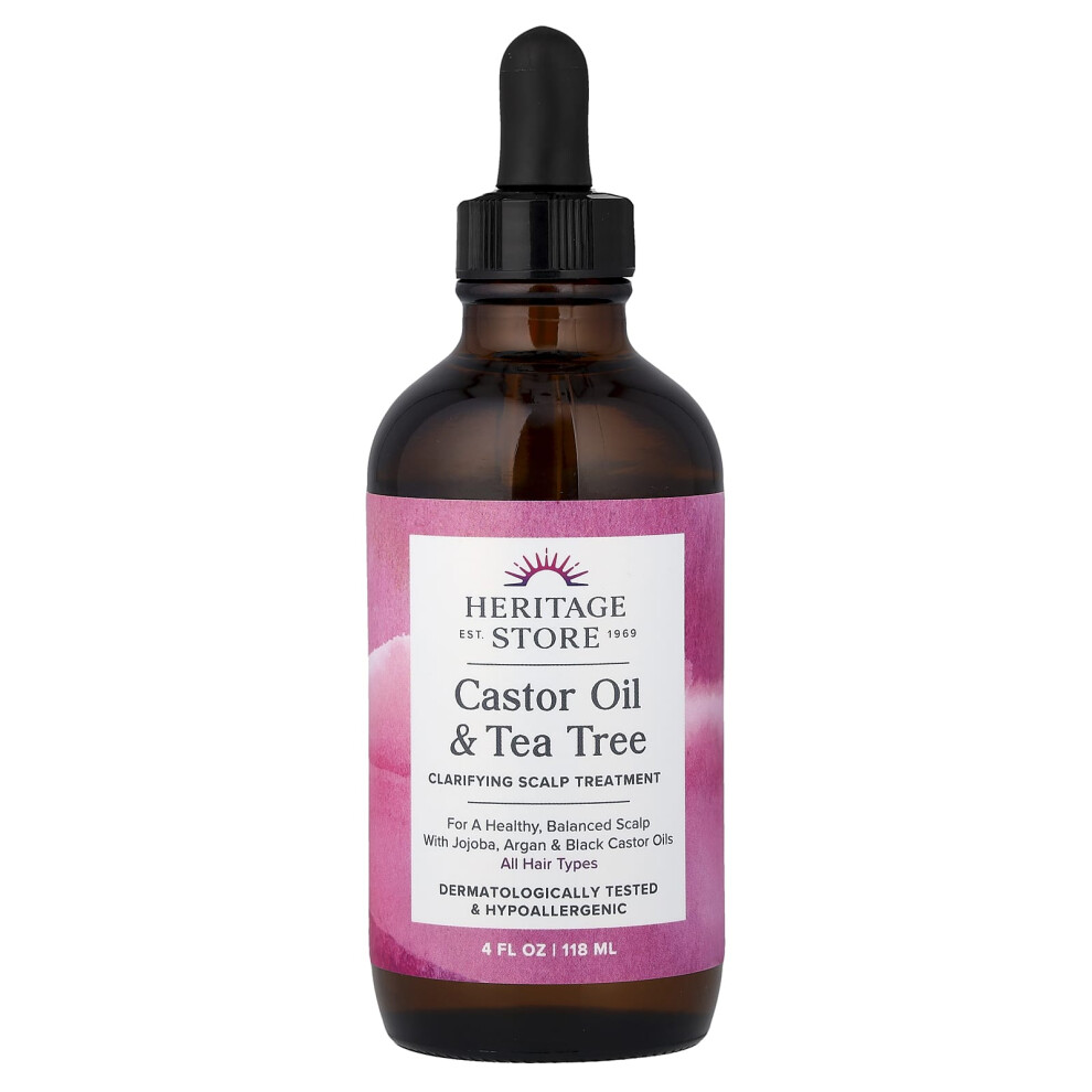 Heritage Store , Castor Oil & Tea Tree, Clarifying Scalp Treatment, All Hair Types, 4 Fl Oz (118 Ml)