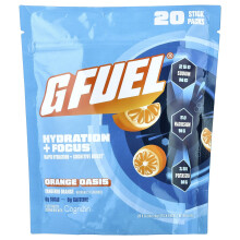 G FUEL, Hidratare + Concentrare, Amestec de Băutură Electroliță cu Cognizin, Orange Oasis, 20 Stick Packs, 0.21 oz (6 g) Fiecare