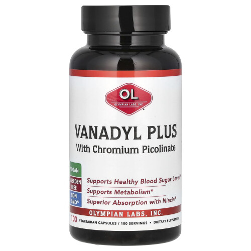 Olympian Labs, Vanadyl Plus με Χρωμίου Πικολινάτη, 100 Βοτανοθεραπευτικά Φύλλα