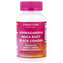 Pink Stork, Ashwagandha Maca Root Black Cohosh, 60 Kapsler