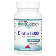 Nutricology, Biotin 5000, 5 000 mcg, 60 Vegetariánských kapslí