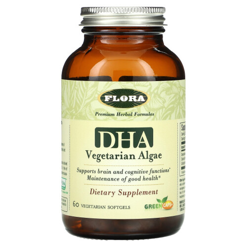Flora, DHA Vegetarian Algae, 60 Vegetariske Softgels