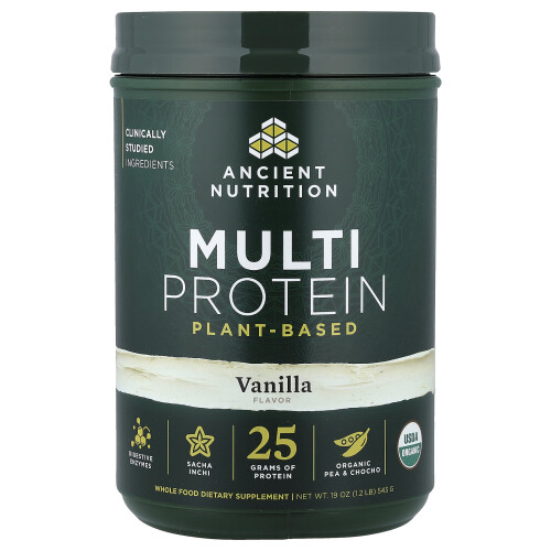 Ancient Nutrition, Proteine Multiple, Plant Based, Vanilla, 1.2 lb (543 g)